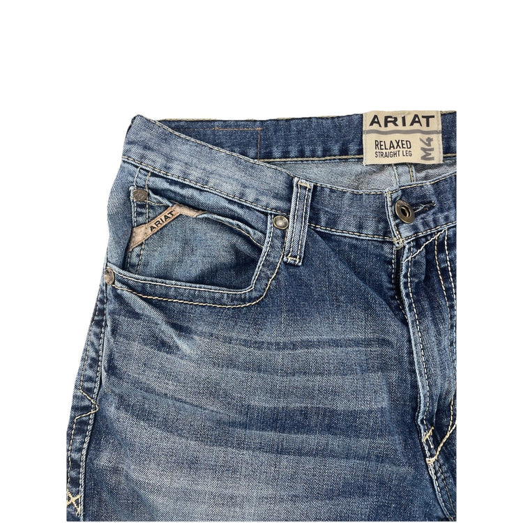 Men’s Ariat M4 Relaxed Straight Leg Blue Jeans Size 34x36
