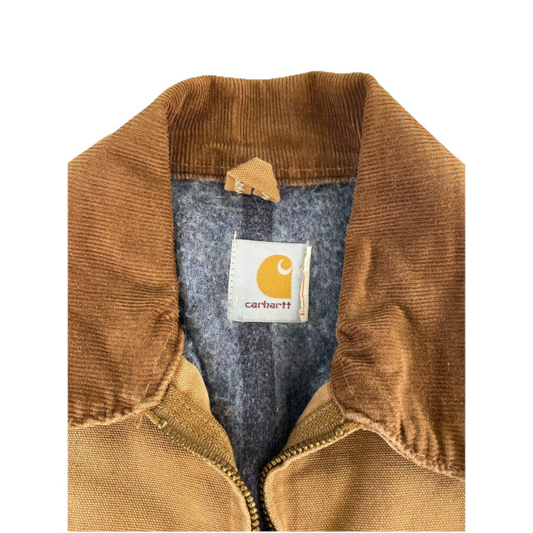 Mens Carhartt Brown Corduroy Collared Tan Detroit Jacket With Blanket Lining