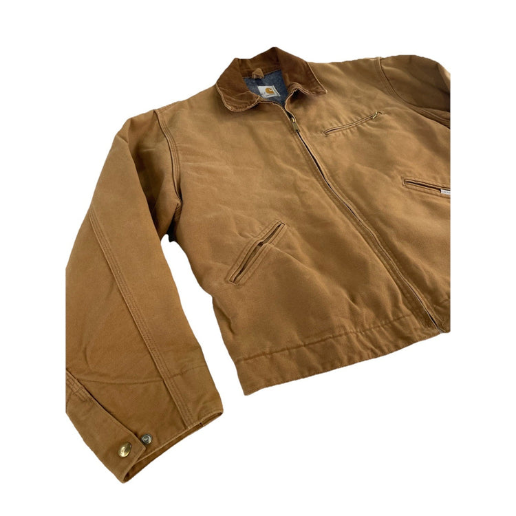 Mens Carhartt Brown Corduroy Collared Tan Detroit Jacket With Blanket Lining
