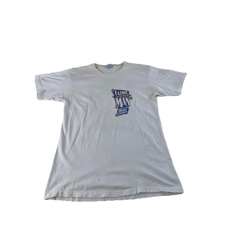 Mens Vintage 1990s Bud Light ‘I Love You Man’ White T Shirt Size Large