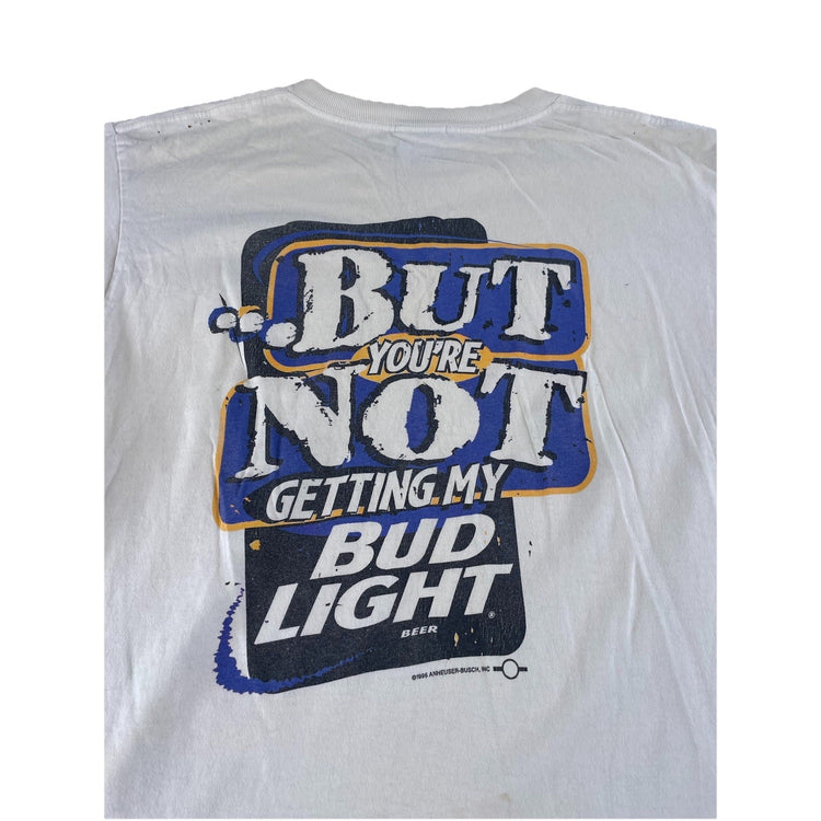 Mens Vintage 1990s Bud Light ‘I Love You Man’ White T Shirt Size Large