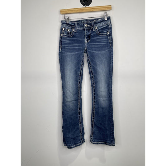 Women’s Y2K Blue Miss Me Jeans Signature Bootcut Rhinestone Pockets 25x29