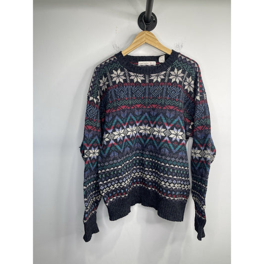 Adult VTG Northern Isles Winter Snowflake Christmas Crewneck Sweater Sz XL
