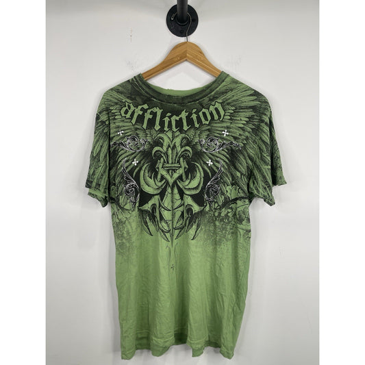 Affliction  Y2K MMA Elite AOP Gothic Wings Thin T-shirt L