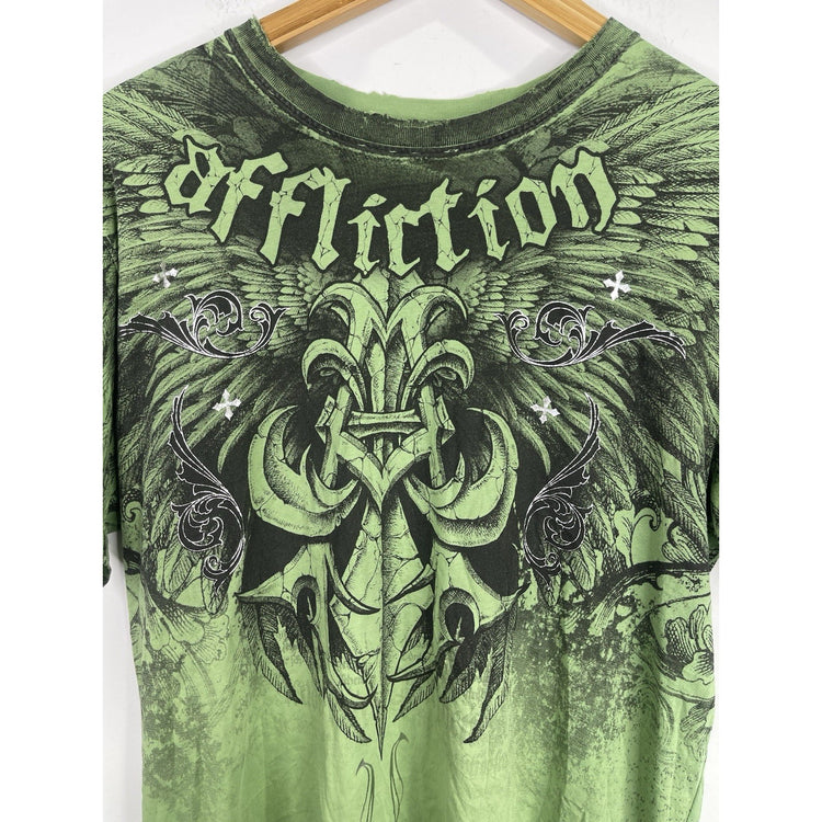 Affliction  Y2K MMA Elite AOP Gothic Wings Thin T-shirt L