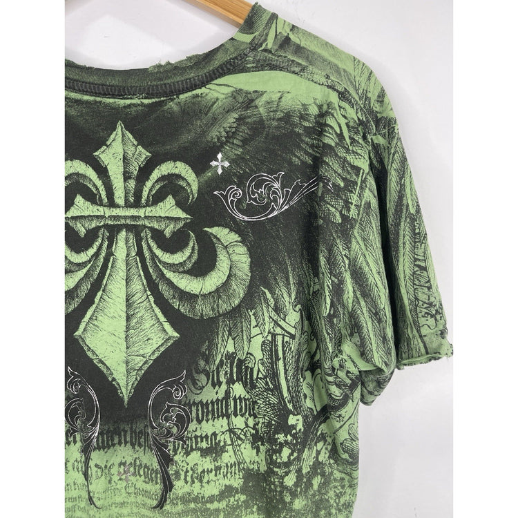 Affliction  Y2K MMA Elite AOP Gothic Wings Thin T-shirt L