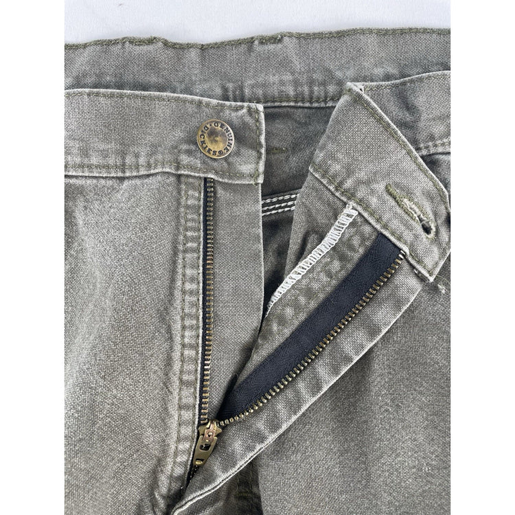 Mens Genuine Dickies Dark Gray Canvas Carpenter Work Pants Size 34x32