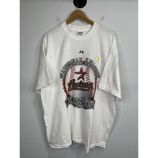 Men’s Houston Astros 05 MLB World Series National League Champs White Tee Sz XXL