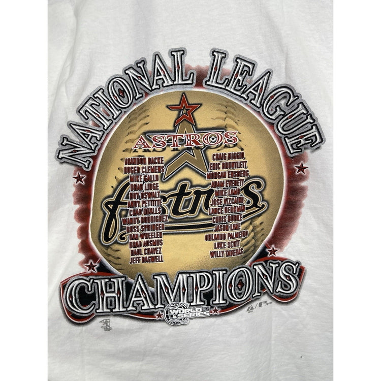 Men’s Houston Astros 05 MLB World Series National League Champs White Tee Sz XXL