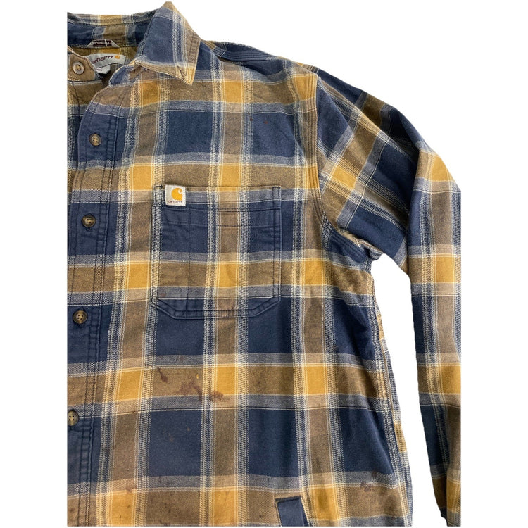 Mens Carhartt Relaxed Fit Plaid Multicolor Button-Up Sherpa Lined Flannel Size L