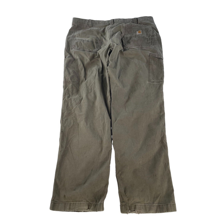 Mens Carhartt Moss Green Relaxed Fit Double Front Canvas Work Pants 42x32