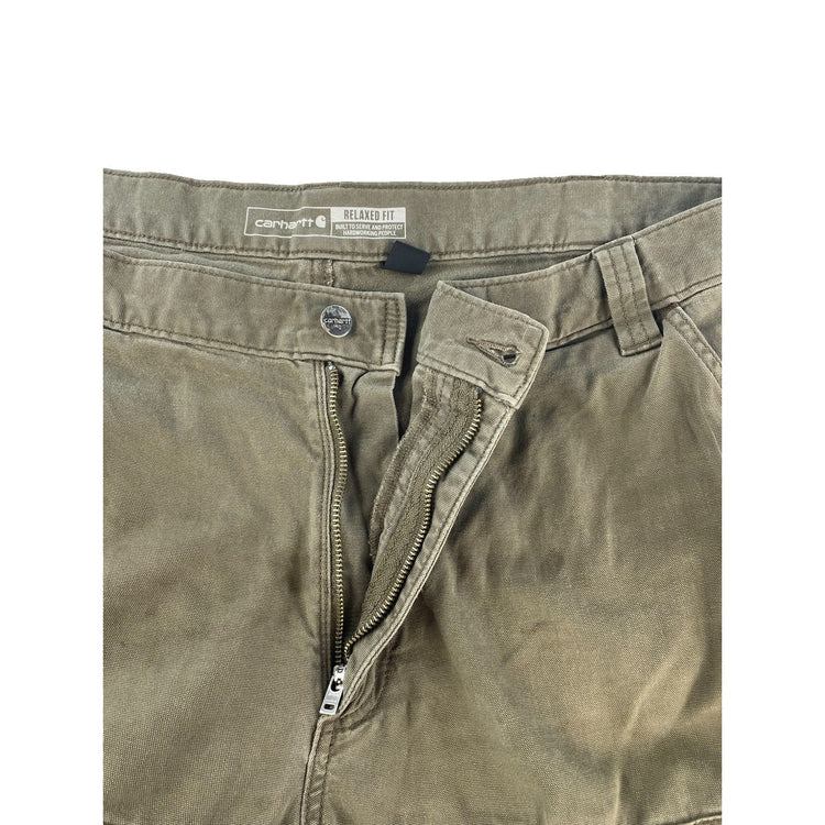 Mens Carhartt Moss Green Relaxed Fit Double Front Canvas Work Pants 42x32