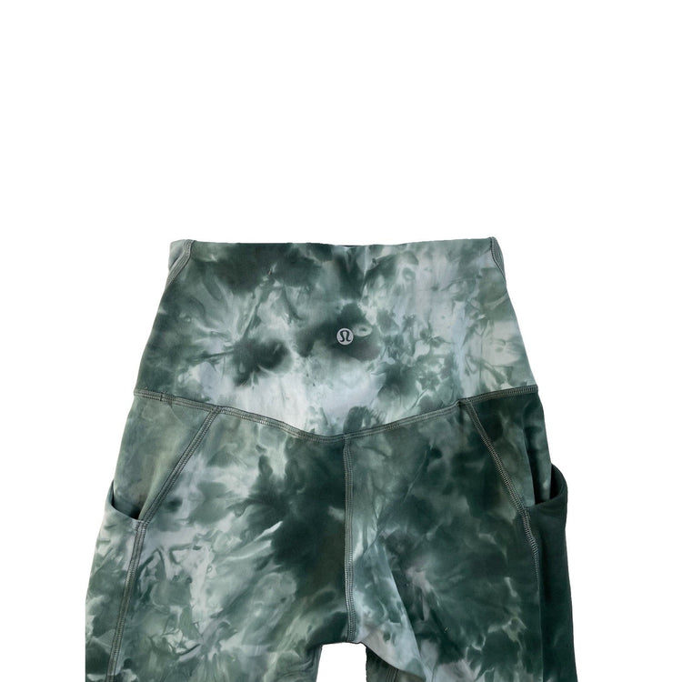 Women's Lululemon Green Tie-Dye High-Rise Leggings with Pockets Size 4