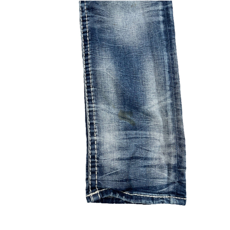 Men’s Rock Revival Brayden Straight Embroidered Denim Jeans Size 31
