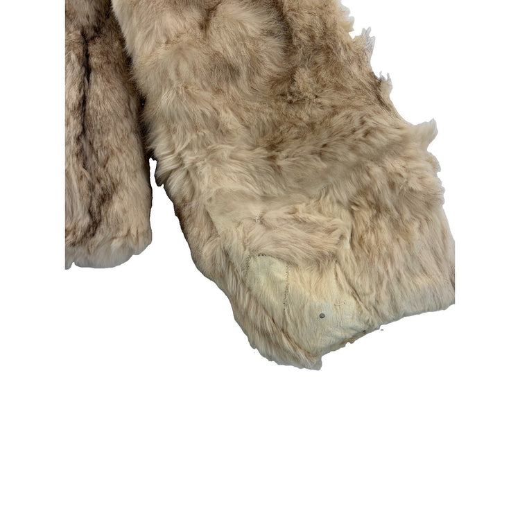 Women’s Vintage Off White Full Zip Up Fur Coat Size S