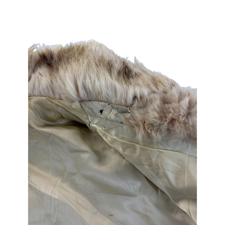 Women’s Vintage Off White Full Zip Up Fur Coat Size S