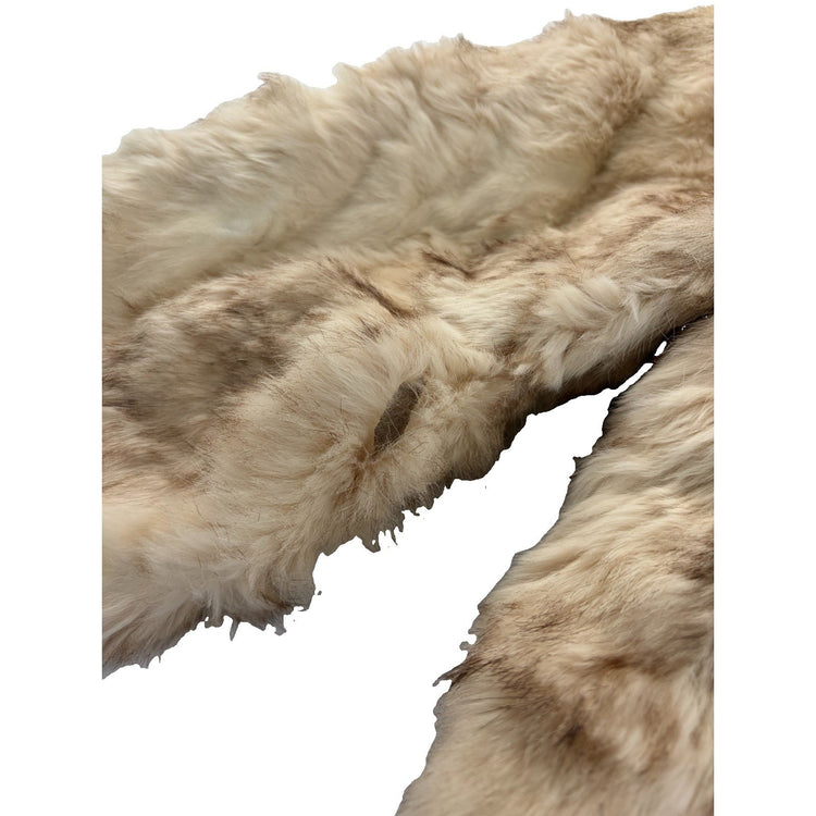 Women’s Vintage Off White Full Zip Up Fur Coat Size S