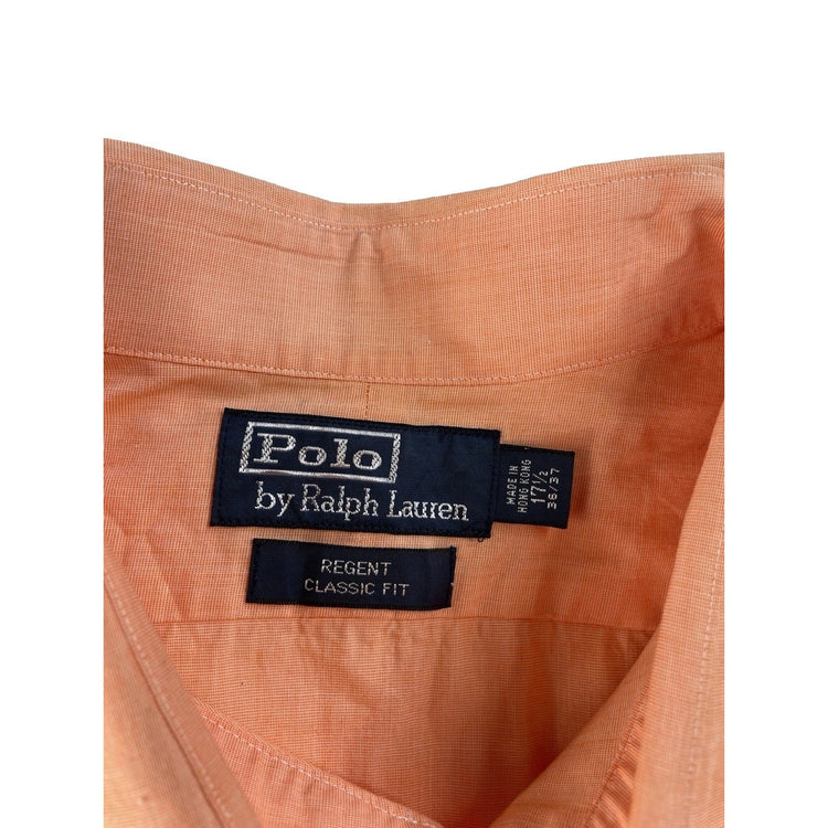 Mens Polo Ralph Lauren Regent Peach Button Up Shirt Size 17.5