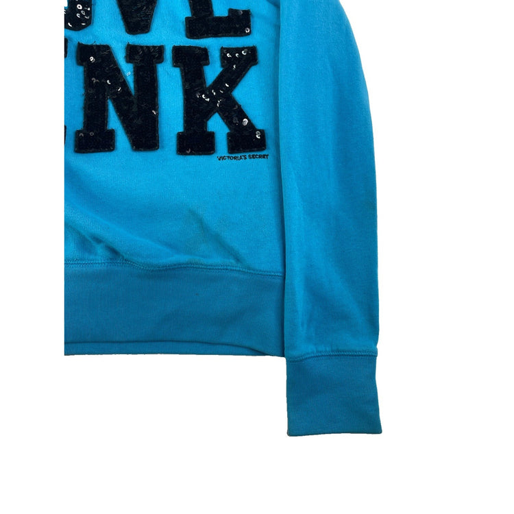 Women’s Y2K PINK Victorias Secret Blue Faux Fur Lined Zip Up Jacket Size Small