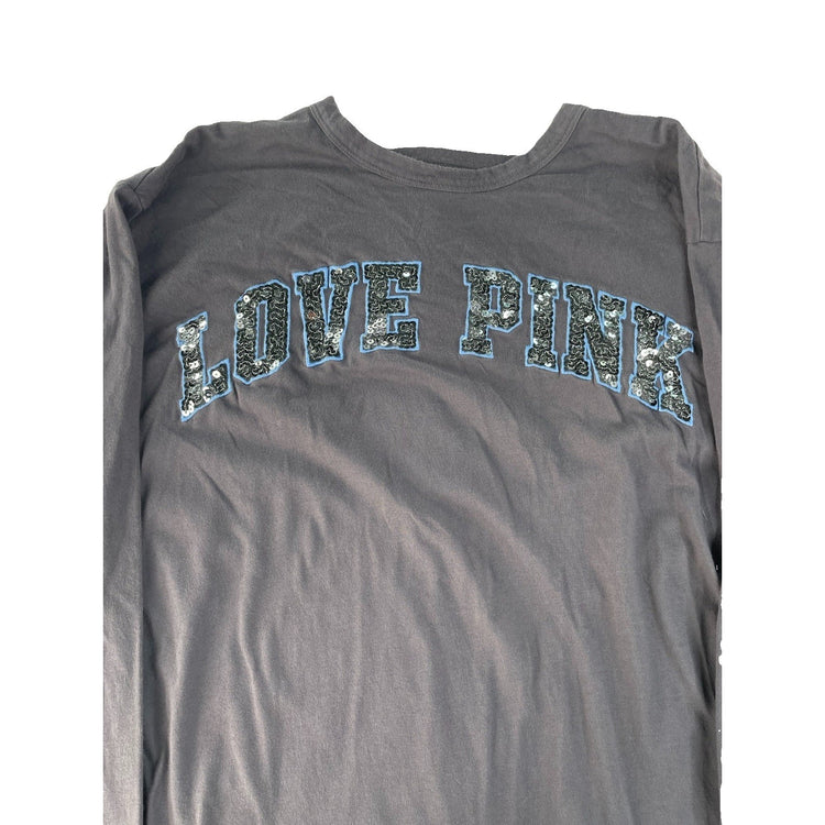 Women’s PINK Victrorias Secret Gray Open Back Long Sleeve T Shirt Size Small
