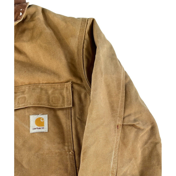 Men Carhartt Carhartt Brown Distressed Quilt Lined Traditional Jacket Size XL