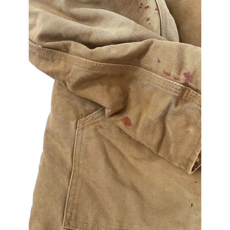Men Carhartt Carhartt Brown Distressed Quilt Lined Traditional Jacket Size XL