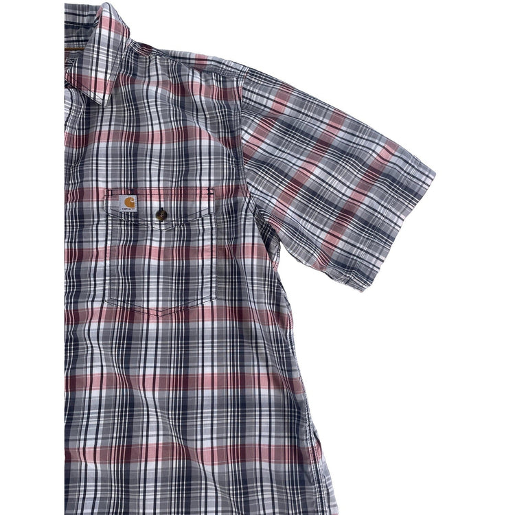 Mens Carhartt Force Relaxed Fit Gray Plaid Button Up Shirt Size XL