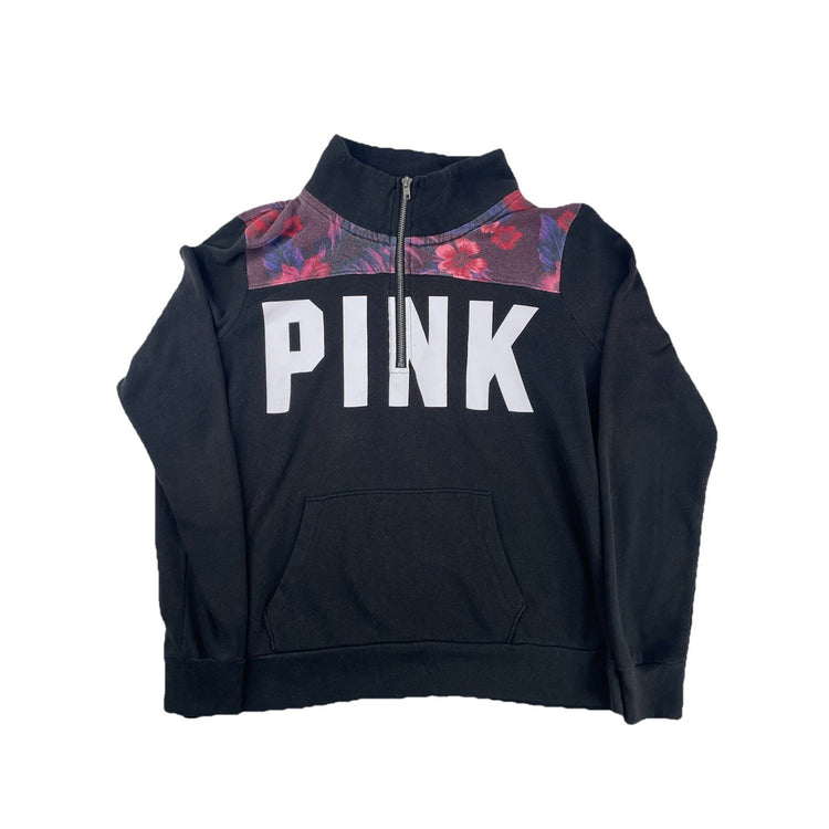 Women’s PINK Victoria Secret Black 1/2 Zip Up Sweater Size L