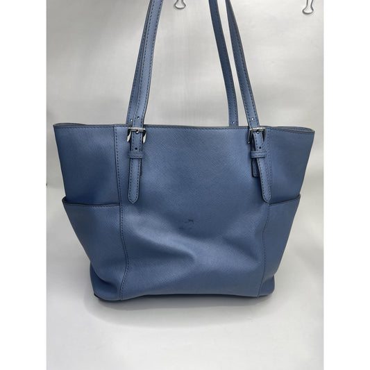 Michael Kors Blue Charlotte Saffiano Leather Top-Zip Tote Bag With MK Packaging