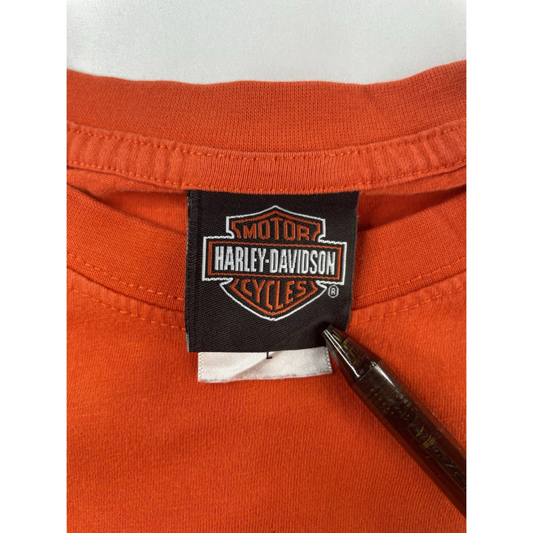 Mens Harley Davidson Orange Denver Colorado T Shirt Size Large