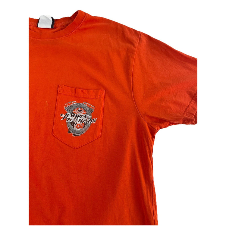 Mens Harley Davidson Orange Denver Colorado T Shirt Size Large