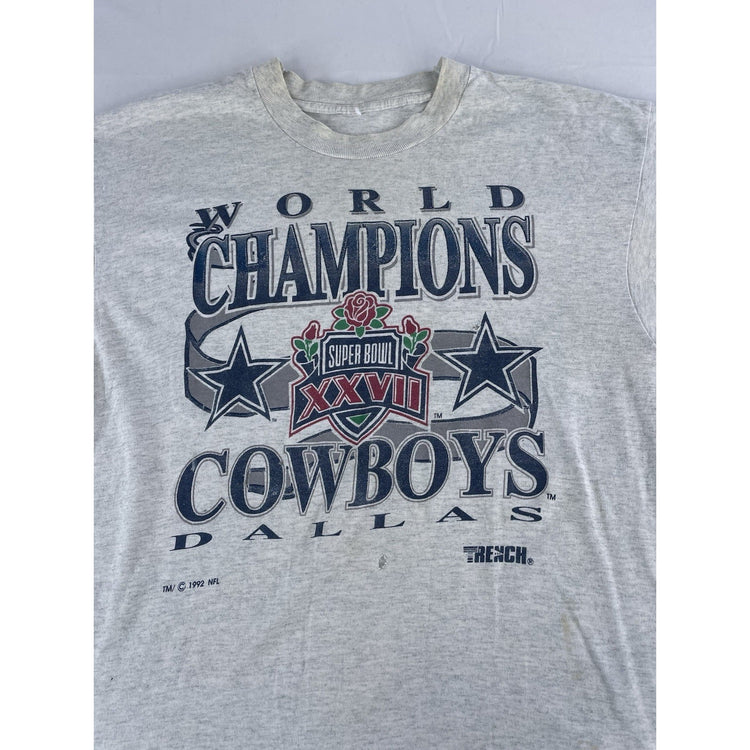 Mens Vintage 1992 Dallas Cowboys Super Bowl XXVII Champions T-Shirt Size L