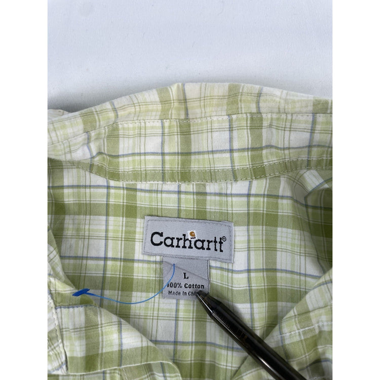 Mens Carhartt Classic Plaid Multicolor ButtonUp Shirt Size L