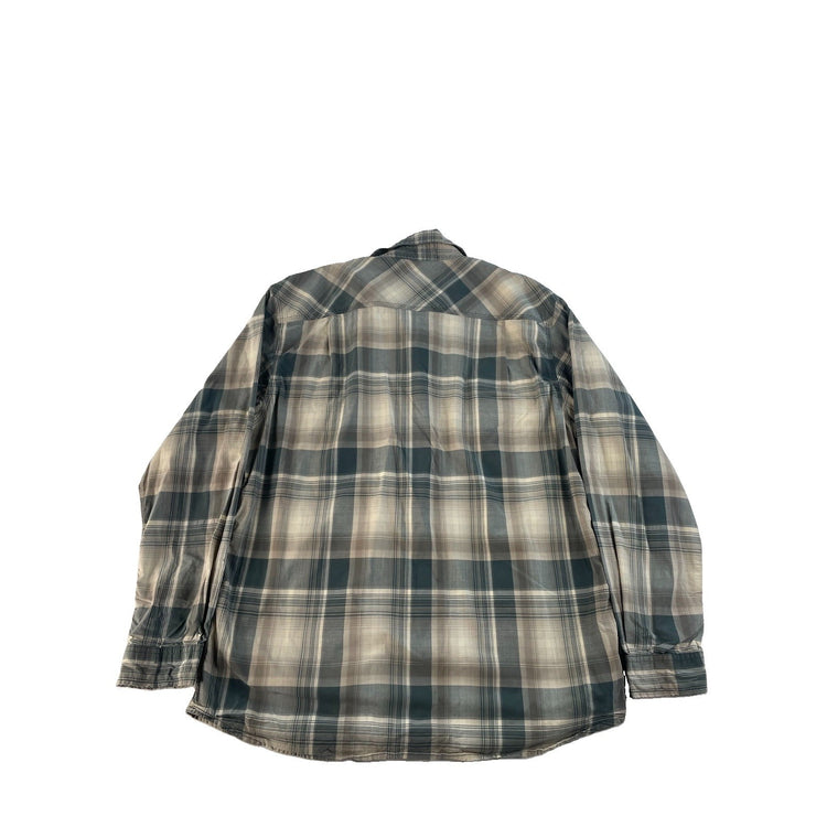 Men Carhartt Relaxed Fit Plaid Long Sleeve Button Down Shirt Gray Size L