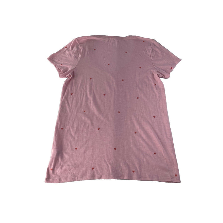 Women’s PINK Victorias Secret Pink V Neck Heart Pattern T Shirt Size Large