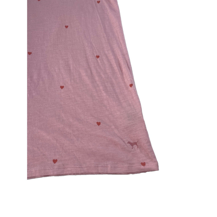 Women’s PINK Victorias Secret Pink V Neck Heart Pattern T Shirt Size Large