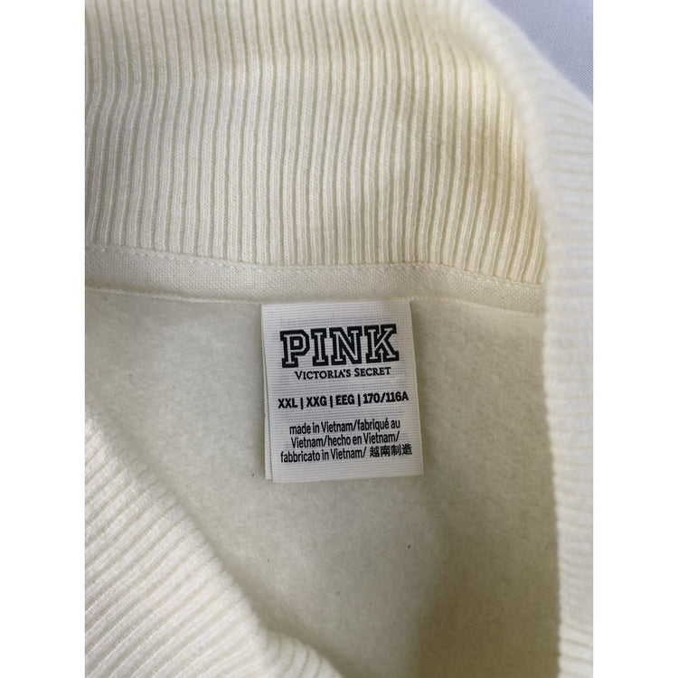Women’s PINK Victorias Secret White Half Zip Sweater Size 2XL