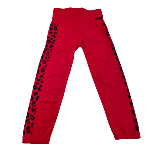 Womens Victoria’s Secret PINK Red Leopard Print Leggings Size Medium