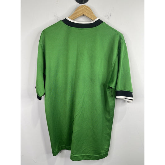 Men’s Vintage Nike Jersey Shirt Green White Tag Neck Short Sleeve 90s Sz Medium