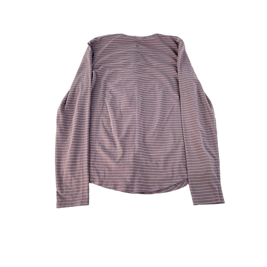 Women's Lululemon Athletica Mauve and White Striped Long-Sleeve Shirt Size L