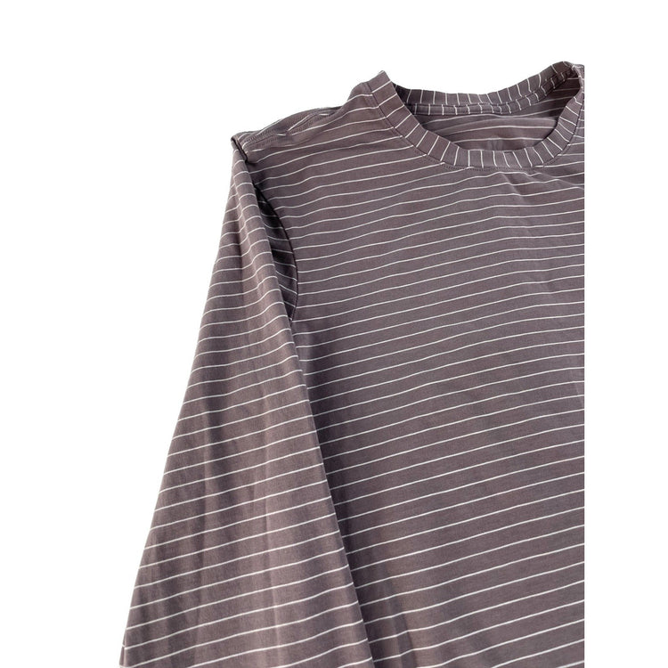 Women's Lululemon Athletica Mauve and White Striped Long-Sleeve Shirt Size L