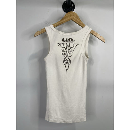 Women’s Harley-Davidson White Gold 110th Anniversary Bling Wings Tank Top Sz XS