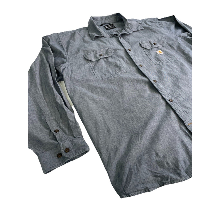 Mens Carhartt Light Blue Loose Fit Chambray Long Sleeve Shirt Size 4XL