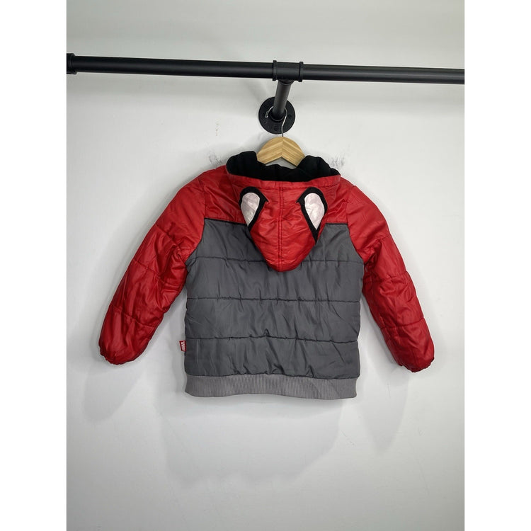 Youth VTG Marvel’s Spider-Man Red And Gray Puffer Hooded Jacket Sz 5/6