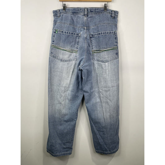 VTG Y2K Men’s Distressed Light Blue Wash Southpole Baggy Denim Jeans 38x31