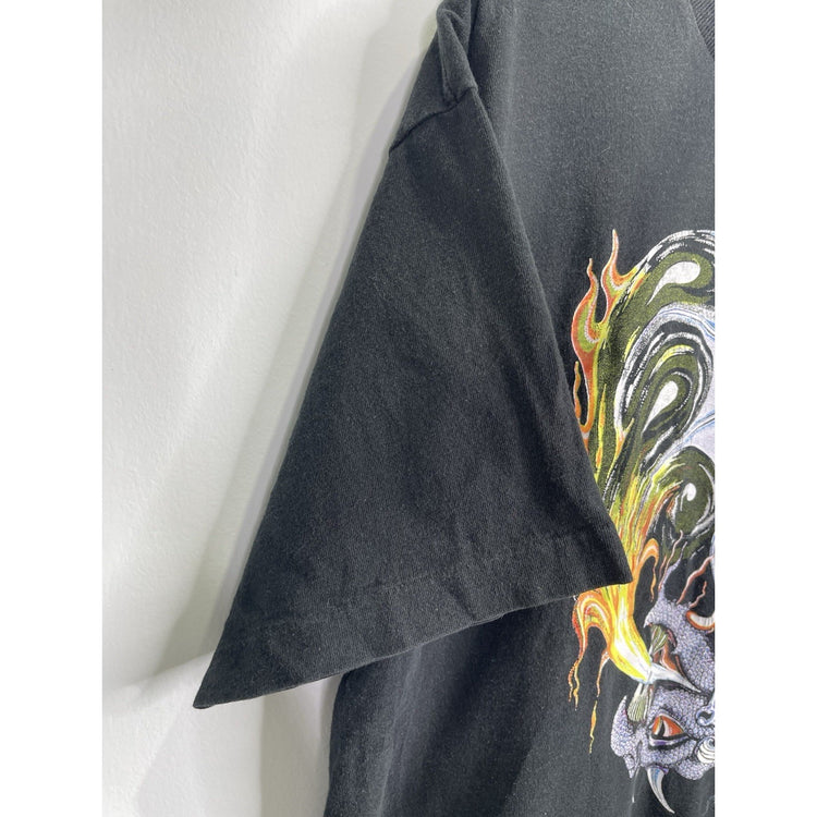 Men’s Vintage Y2K Fire Breathing Dragon Graphic Fruit Of The Loom Tag Sz 2XL