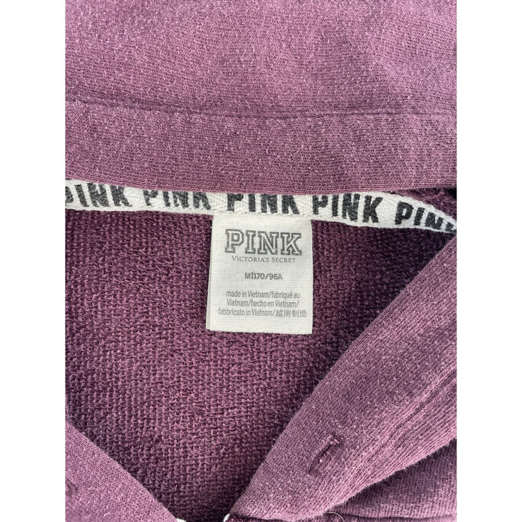 Womens Victoria's Secret PINK Maroon Full Zip Graphic Hoodie Sweatshirt Size M
