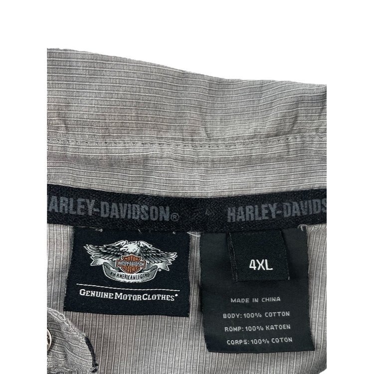 Mens Harley Davidson Motorcycle Gray SS Button-Down Work Shirt Size 4XL
