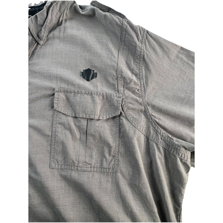 Mens Harley Davidson Motorcycle Gray SS Button-Down Work Shirt Size 4XL