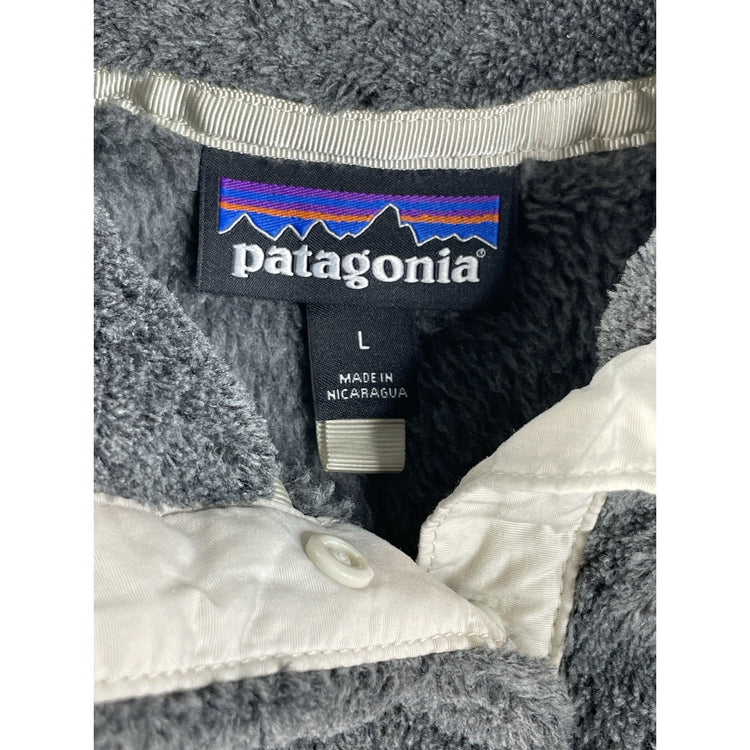 Womens Patagonia Gray High-Pile Fleece Snap-T Pullover Size L